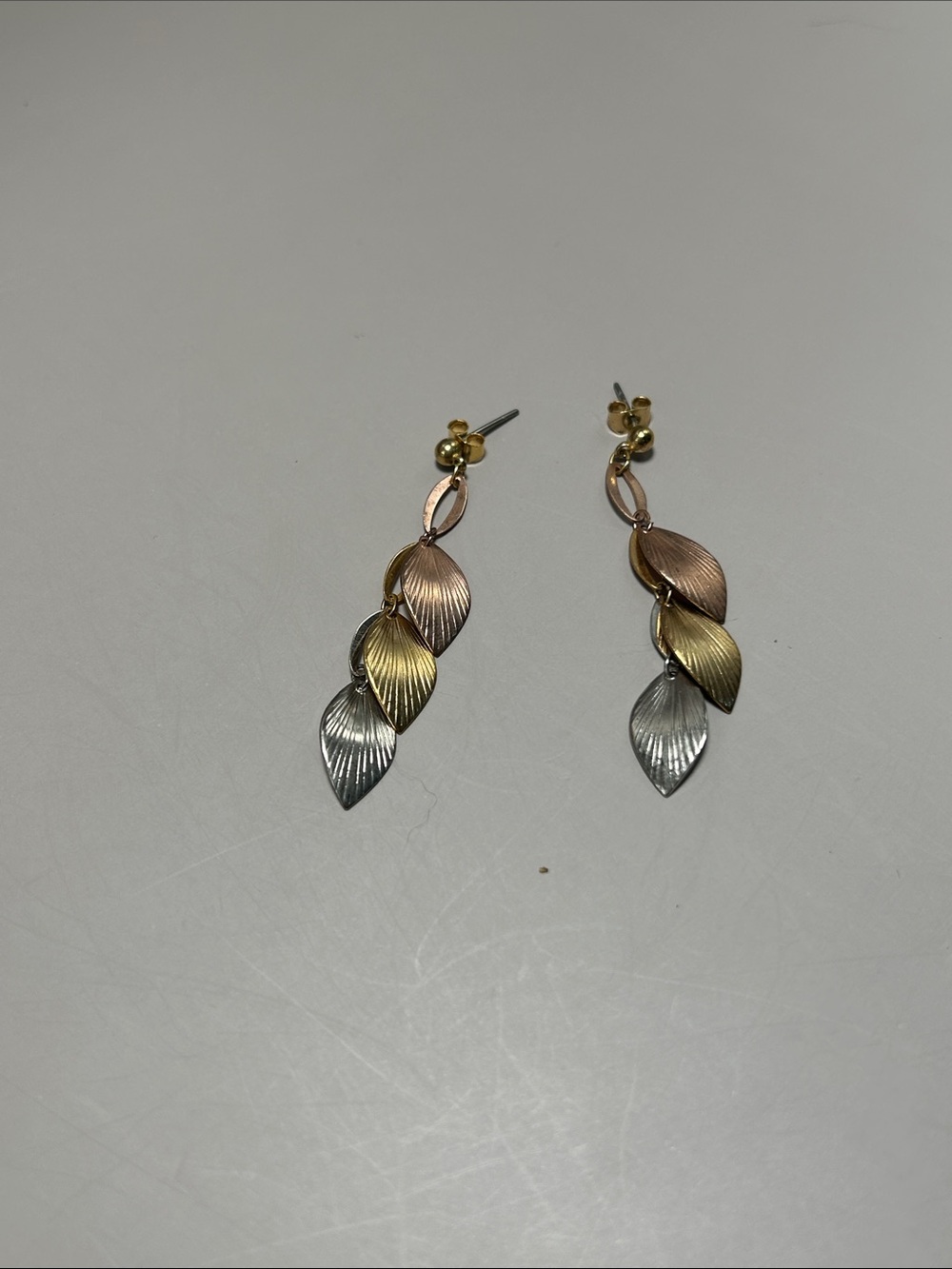 Costume Tricolor Leaf Drop Earrings Vintage